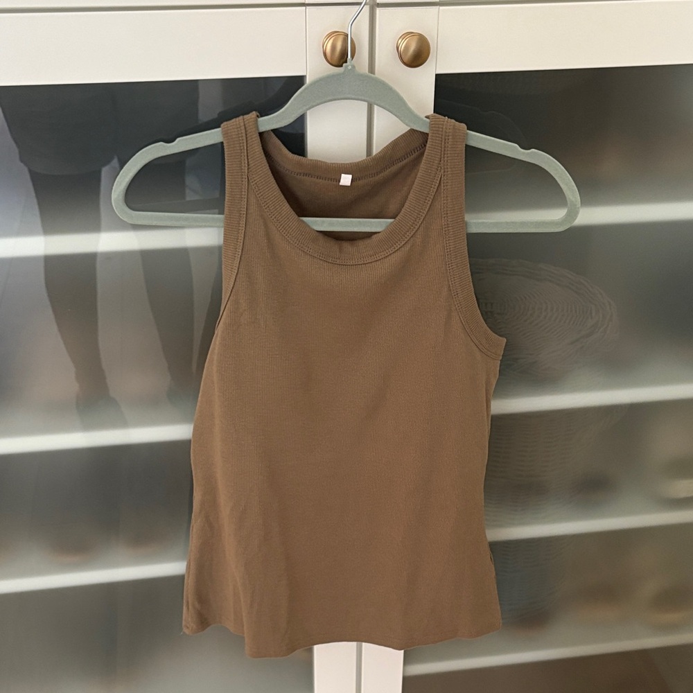 New Tan/Mocha Ribbed Tank Top with shelf-bra as seen on Instagram / Facebook
